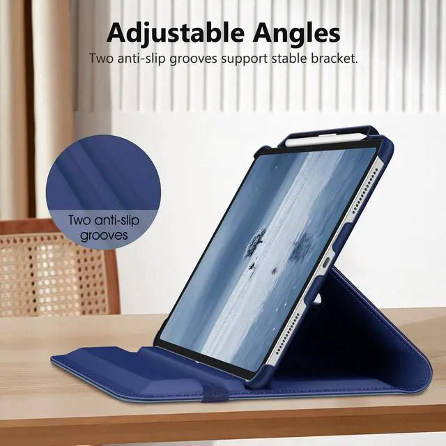 Alt view image 5 of 5 - Fintie Rotating Case for iPad Pro 13-inch (M5) 2025 / (M4) 2024 with Pencil Holder - 360 Degree Swiveling Protective Stand Cover with Auto Wake/Sleep, Navy