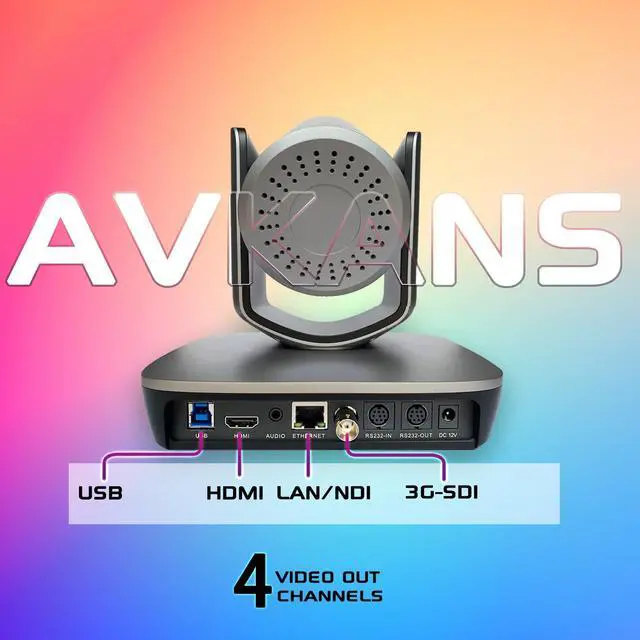 Alt view image 3 of 5 - AVKANS NDI Camera, 20X Zoom 3G-SDI HDMI PTZ USB Web Camera with USB Video Output for Church Worship Live Events, PoE IP Livestream Video Camcorder for Video Production