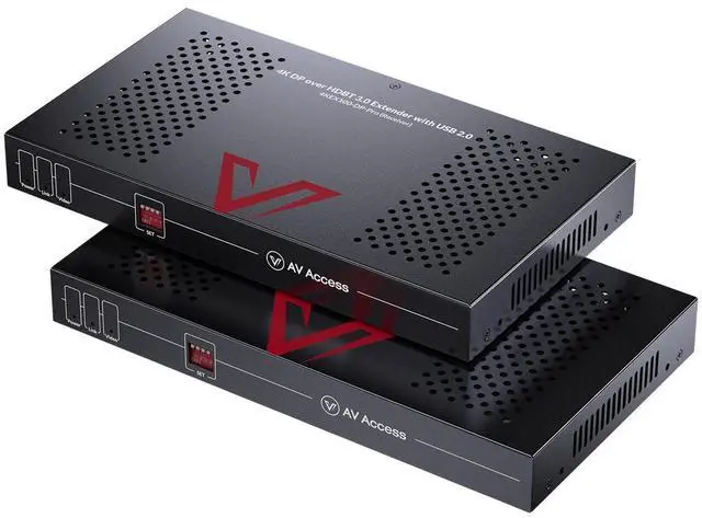 Main image of AV Access 4K DisplayPort 1.2a KVM Extender DP Over Ethernet HDBaseT 3.0 PoE, Uncompressed 4K Transmission up to 100m/330ft, 144-240Hz, 4*USB 2.0 Ports, 2-Way Audio, Zero Latency (4KEX100-DP-Pro)