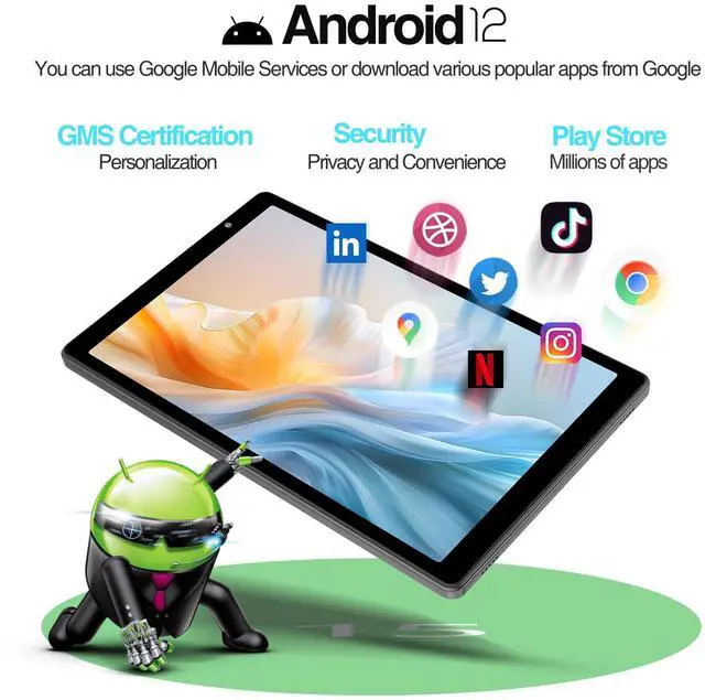 Alt view image 5 of 5 - 10 inch Tablet, Android 10 Tablets 32GB Pad for Adult, Quad-Core Processor, HD IPS Screen, Dual Camera, Built in WiFi, Bluetooth, 6000mAh Battery