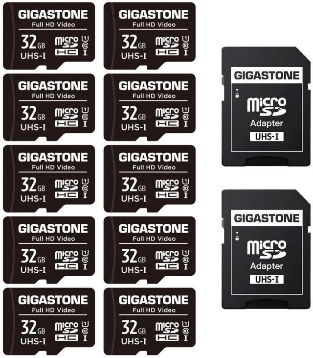 Main image of GIGASTONE 32GB Micro SD Card 10-Pack, Full HD Video, Surveillance Security Cam Action Camera Drone, 90MB/s Micro SDHC UHS-I U1 C10 Class 10