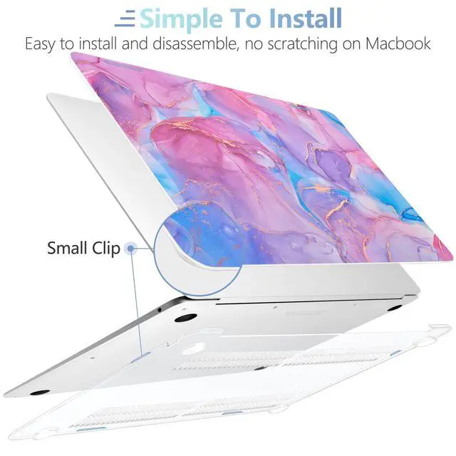 Alt view image 4 of 5 - MEEgoodo for MacBook Air 13 inch Case 2021 2020 2019 2018 Released A2337 M1 A2179 A1932 with Touch ID, Plastic Hard Shell & Keyboard Cover Compatible with MacBook Air Case 13.3, Pink Marble Texture