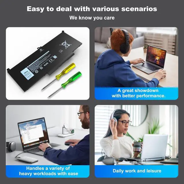 Alt view image 5 of 5 - F3YGT 60Wh Battery for Dell Latitude 7480 7490 7290 7380 7280 7390 E7490 E7480 E7280 12 7000 13 7000 14 7000 Series, DM3WC KG7VF 451-BBYE DM6WC 453-BBCF 0DM3WC 2X39G P73G002 P73G P28S P28S001