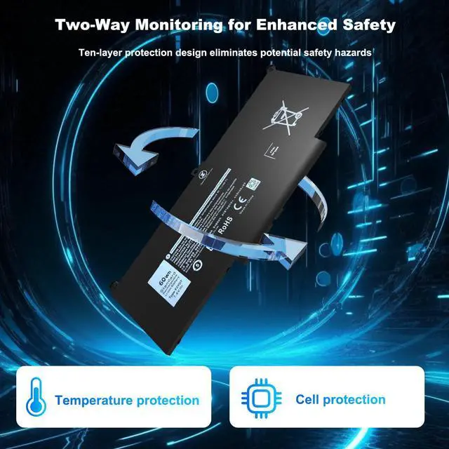 Alt view image 4 of 5 - F3YGT 60Wh Battery for Dell Latitude 7480 7490 7290 7380 7280 7390 E7490 E7480 E7280 12 7000 13 7000 14 7000 Series, DM3WC KG7VF 451-BBYE DM6WC 453-BBCF 0DM3WC 2X39G P73G002 P73G P28S P28S001