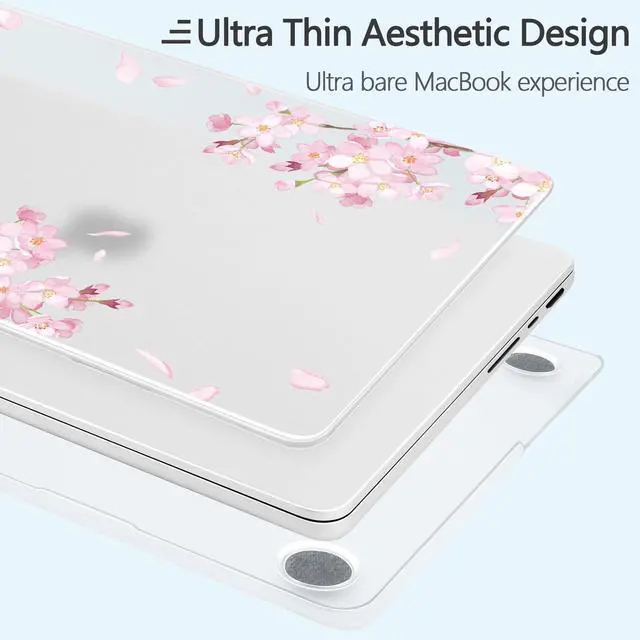 Alt view image 5 of 5 - Loyrina Designed for M4/M3/M2 MacBook Pro 16 inch Case 2024 2023 2021 A2991 A3403 A2485, Ultra-Thin Hard Shell Case with Keyboard Cover & USB Adapter & Webcam Cover, Cherry Blossoms