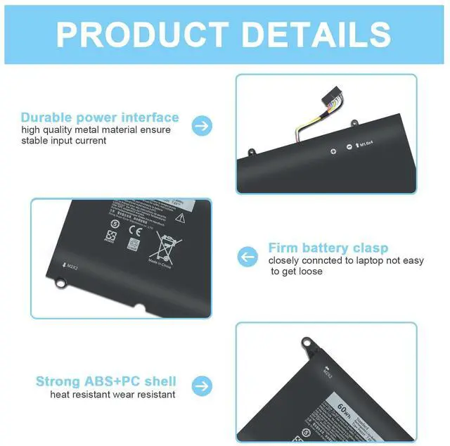 Alt view image 2 of 5 - Ymawetia 60Wh PW23Y Laptop Battery Replacement for Dell XPS 13 9360 Series Compatible with P54G002 0RNP72 0TP1GT 0PW23Y 13-9360-D1605G D1605T D1609 D1609G D1705G TP1GT RNP72