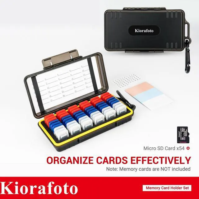 Alt view image 2 of 5 - Dual Protect Micro SD Card Case with 54 PCS Clear Memory Card Holders for 54 TF MSD Cards Storage, Water-Resistant Anti-Shock MicroSD MicroSDHC MicroSDXC Card Carrying Organizer Protector with Labels