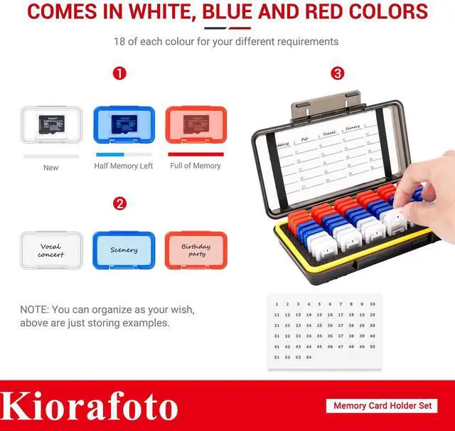 Alt view image 4 of 5 - Dual Protect Micro SD Card Case with 54 PCS Clear Memory Card Holders for 54 TF MSD Cards Storage, Water-Resistant Anti-Shock MicroSD MicroSDHC MicroSDXC Card Carrying Organizer Protector with Labels