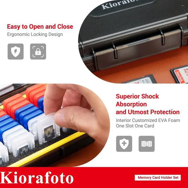 Alt view image 5 of 5 - Dual Protect Micro SD Card Case with 54 PCS Clear Memory Card Holders for 54 TF MSD Cards Storage, Water-Resistant Anti-Shock MicroSD MicroSDHC MicroSDXC Card Carrying Organizer Protector with Labels