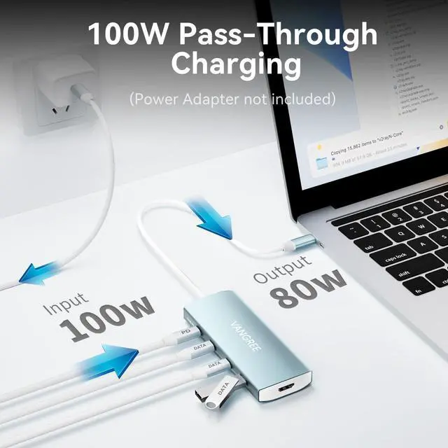 Alt view image 4 of 5 - USB C Hub 8 in 1 Multiport Adapter, 3 USB 3.2 Gen 2 Ports with 10Gbps, 3 USB-A 3.0 5Gbps, 4K@60Hz HDMI, 100W PD, USBC Splitter for MacBook Pro, iPad Pro, Mac mini and More(Not Support USB-C Monitor)