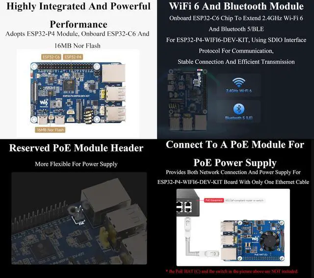 Alt view image 5 of 5 - AI ESP32-P4-WIFI6-DEV-KIT Development Board, Based On ESP32-P4 and ESP32-C6, Supports Wi-Fi 6 and Bluetooth 5 / BLE 5, Rich Human-Machine Interfaces, Supports AI Speech Interaction, with Speaker