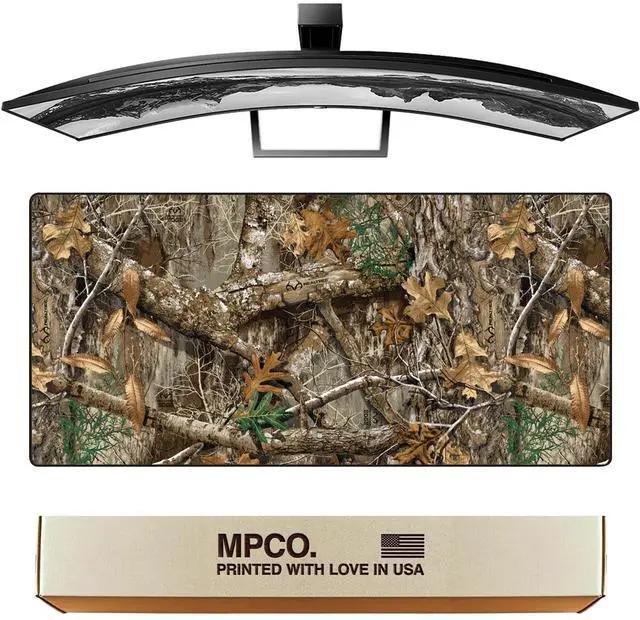 Main image of MPCO. Real Tree Large Gaming Desk Pad - 36" x 17" Aeroglyde Fabric Edge Green  Without Logo Desk Mats - Non-Slip, Washable, Smooth Glide for Precision Gaming & Work