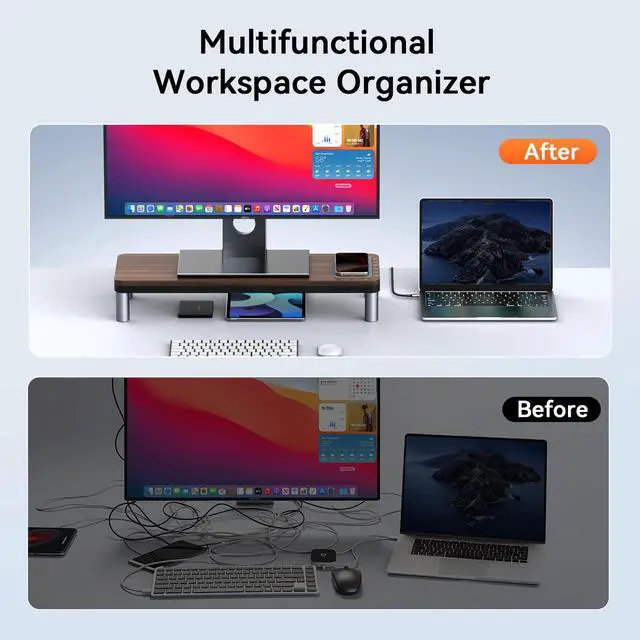 Alt view image 3 of 5 - TobenONE MacBook Docking Station 10 in 1 (Monitor Stand), USB C Docking Station with 4K@60Hz HDMI, 100W Power Supply, 5 USB Ports, Ethernet, for MacBook Pro/Pro Max/Air/M1 M2 M3 M4, iMac, Mac mini