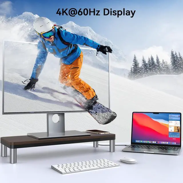 Alt view image 4 of 5 - TobenONE MacBook Docking Station 10 in 1 (Monitor Stand), USB C Docking Station with 4K@60Hz HDMI, 100W Power Supply, 5 USB Ports, Ethernet, for MacBook Pro/Pro Max/Air/M1 M2 M3 M4, iMac, Mac mini