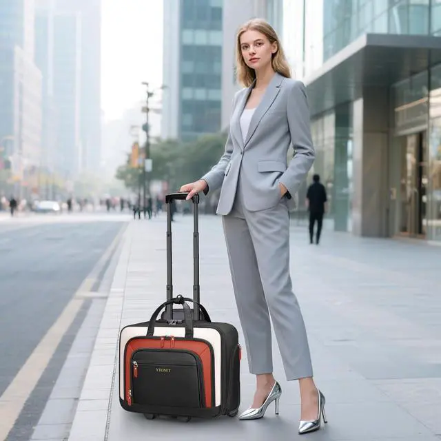 Alt view image 2 of 5 - Ytonet Rolling Laptop Bag, Rolling Briefcase for Women with Lock, 17.3 Inch Carry On Laptop Bag with Wheels, Roller Bag with Insulated & Waterproof Pocket, Teacher Bag for Work Travel Business College