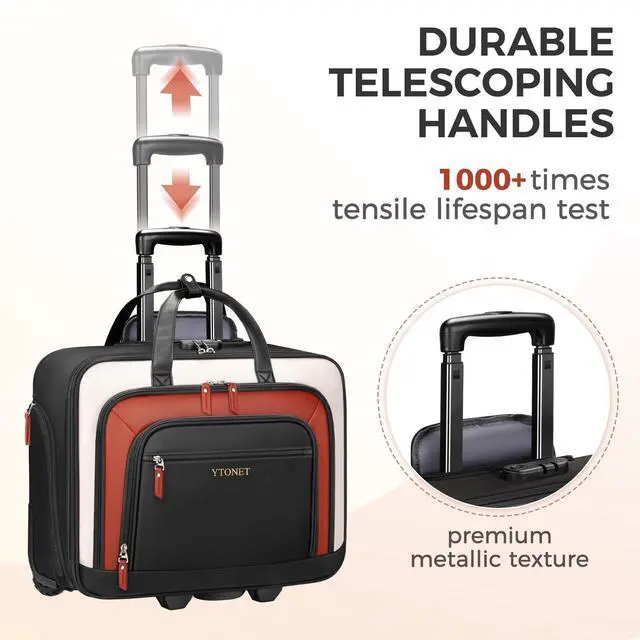 Alt view image 5 of 5 - Ytonet Rolling Laptop Bag, Rolling Briefcase for Women with Lock, 17.3 Inch Carry On Laptop Bag with Wheels, Roller Bag with Insulated & Waterproof Pocket, Teacher Bag for Work Travel Business College