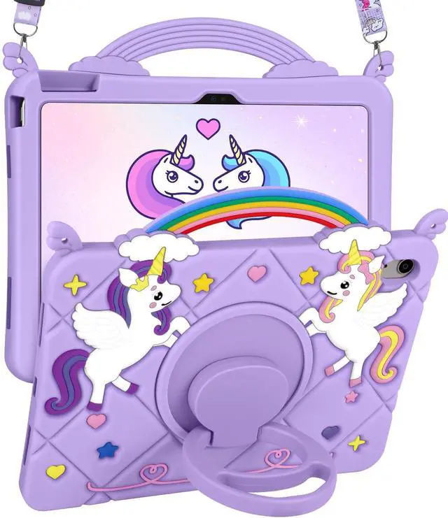 Main image of Uppuppy for iPad A16 Case - for iPad 10th Generation Cases Cute Girls Kawaii Cover Girly 3D Cartoon Teen with Rotating Stand & Strap Soft Silicone Tablet Cover for Apple A16 11 Inch/10 gen 10.9 Inch