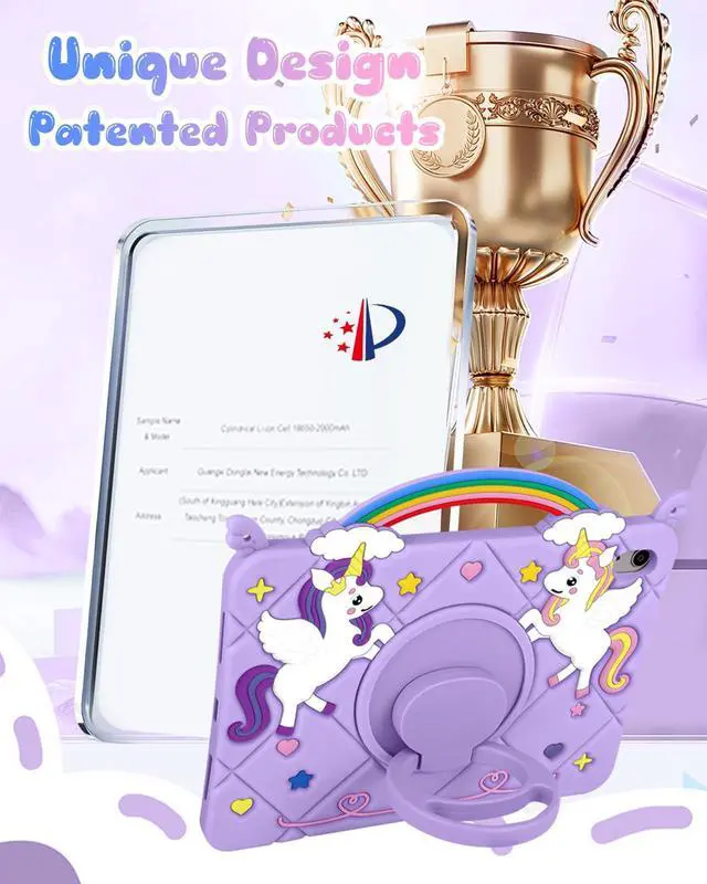 Alt view image 5 of 5 - Uppuppy for iPad A16 Case - for iPad 10th Generation Cases Cute Girls Kawaii Cover Girly 3D Cartoon Teen with Rotating Stand & Strap Soft Silicone Tablet Cover for Apple A16 11 Inch/10 gen 10.9 Inch