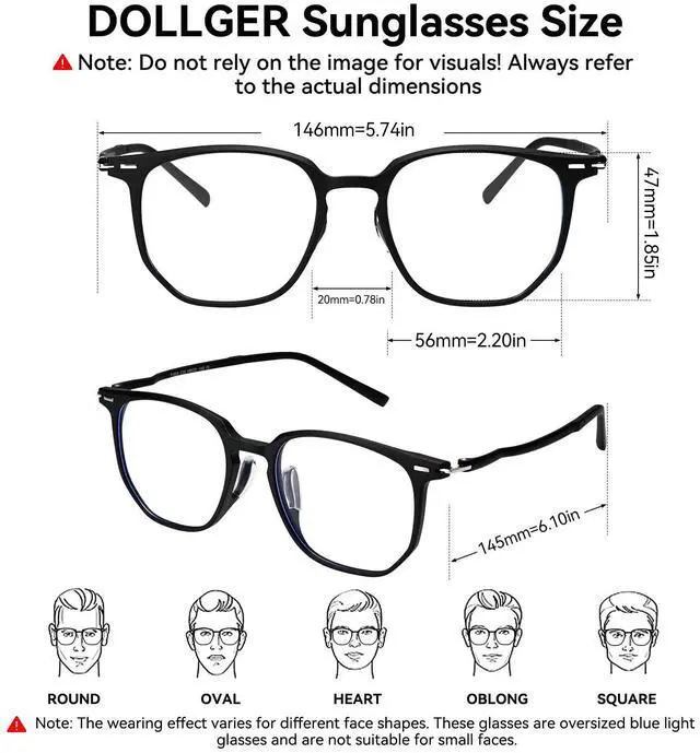 Alt view image 3 of 5 - Dollger Blue light Glasses for Women Oversized Anti Blue Light Blocking Glasses Frame Eye Strain Computer Eyewear Black