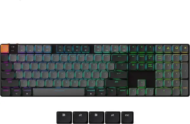 Main image of Keychron K5 Version 2, QMK Ultra-Slim 100% Full Size Layout Wireless Mechanical Keyboard, Hot-swappable 104 Keys Low-Profile Mechanical Brown Switch, RGB Backlight Wired/Bluetooth for Mac/Windows