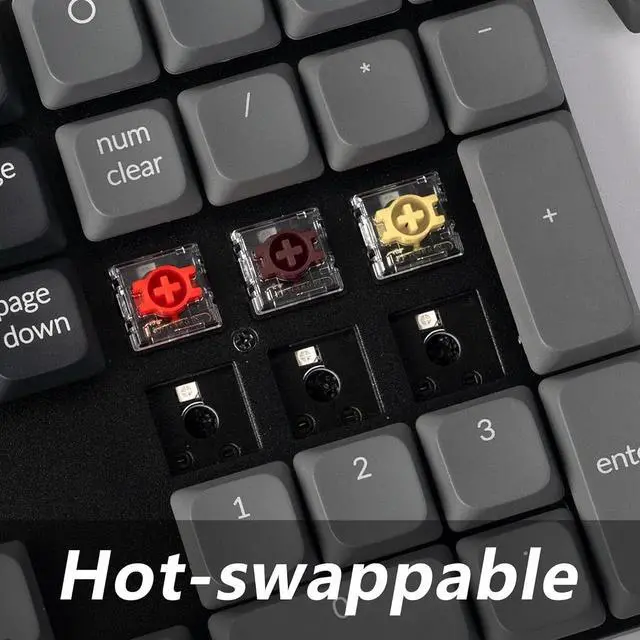 Alt view image 4 of 5 - Keychron K5 Version 2, QMK Ultra-Slim 100% Full Size Layout Wireless Mechanical Keyboard, Hot-swappable 104 Keys Low-Profile Mechanical Brown Switch, RGB Backlight Wired/Bluetooth for Mac/Windows