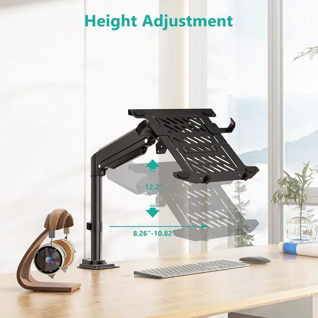 Alt view image 5 of 5 - WALI Laptop Tray Desk Mount, Laptop Arm Mount Fits 10-15.6 Inch Notebook, 2-in-1 Gas Spring Monitor Arm for 17-32 Inch Computer Screen, Holds up to 22lbs(GSDM00LP), Black