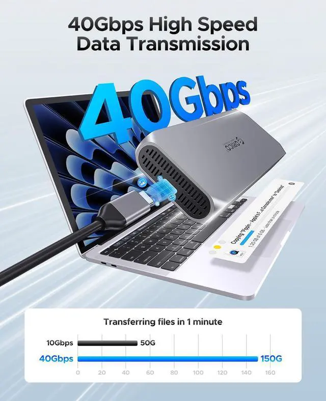 Alt view image 3 of 5 - ORICO 40Gbps M.2 NVMe SSD Enclosure with Thermostatic Cooling Fan, Supports up to 8TB, Thunderbolt 4/3 & USB4 Compatible, Backward Compatible with USB 3.2/3.1, M-Key SSD-COM2