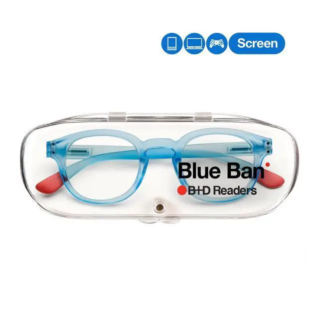 Alt view image 3 of 5 - B + D Reading glasses - Brand Blue Ban Readers - Material Frame and temple: PC - Temples with flex - Blue Light filter lenses - Ligth Blue Color - +1.00