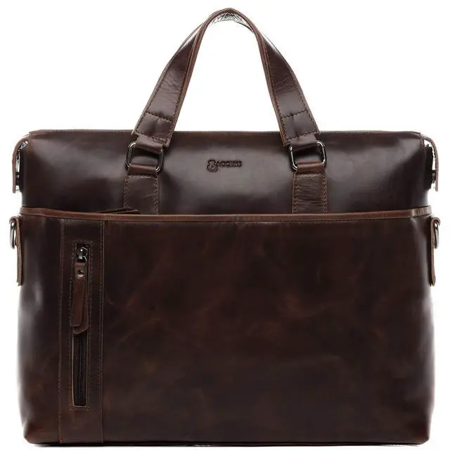Alt view image 2 of 5 - BACCINI laptop bag 15" LEANDRO Large business briefcase leather bag Unisex brown