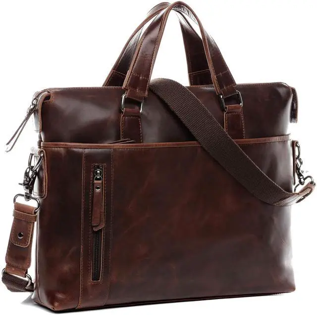 Main image of BACCINI laptop bag 15" LEANDRO Large business briefcase leather bag Unisex brown