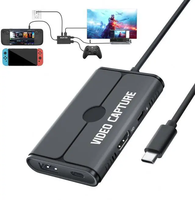Main image of USB C Video Capture Card Compatible, Lemorele USB-C Adapter w/HDMI 1080P@60Hz, USB C 3.0 100W PD, Video Recording for Steam OBS Studio