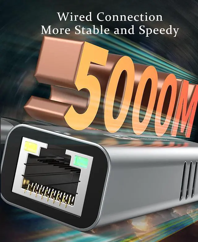 Alt view image 2 of 5 - 5G USB 3.2 Ethernet Adapter with RTL8157, 2-in-1 USB-A/Type-C to 5Gbps Network Card RJ45 LAN Converter for PC Laptop Windows Mac OS Linux(5Gbps Need Type-C > 3.2)