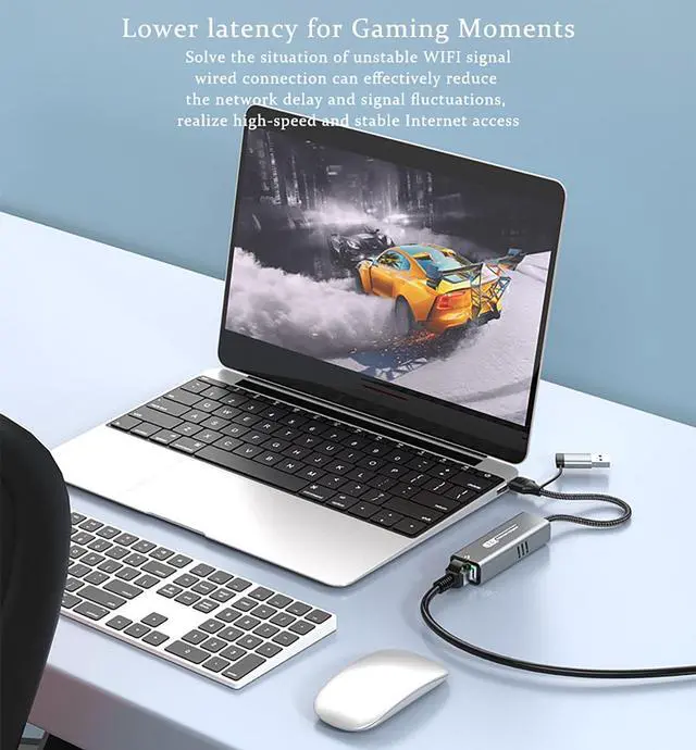 Alt view image 3 of 5 - 5G USB 3.2 Ethernet Adapter with RTL8157, 2-in-1 USB-A/Type-C to 5Gbps Network Card RJ45 LAN Converter for PC Laptop Windows Mac OS Linux(5Gbps Need Type-C > 3.2)