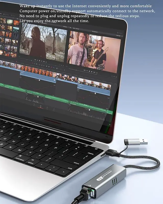 Alt view image 5 of 5 - 5G USB 3.2 Ethernet Adapter with RTL8157, 2-in-1 USB-A/Type-C to 5Gbps Network Card RJ45 LAN Converter for PC Laptop Windows Mac OS Linux(5Gbps Need Type-C > 3.2)