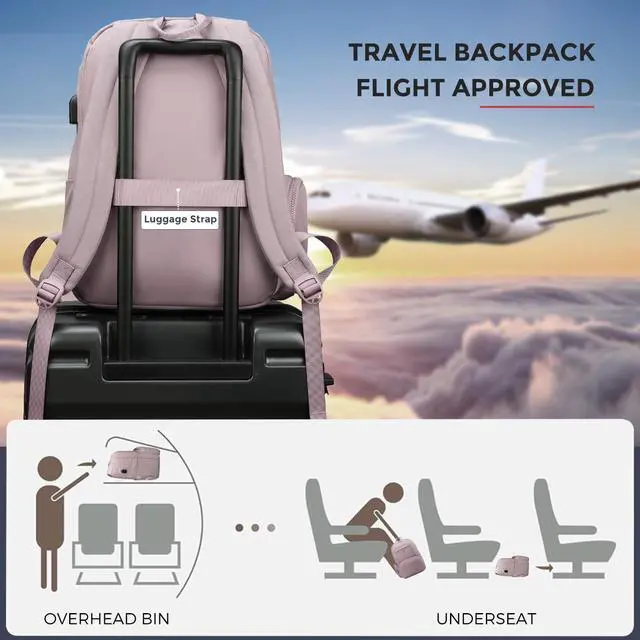 Alt view image 3 of 5 - Swissdigital Design Travel Backpack for Women, Pink Simple Laptop College Modern Backpacks for School with USB Charging Port for Womens Girls | FOUNEX