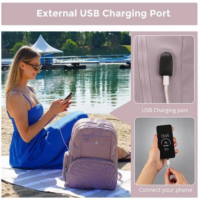 Alt view image 5 of 5 - Swissdigital Design Travel Backpack for Women, Pink Simple Laptop College Modern Backpacks for School with USB Charging Port for Womens Girls | FOUNEX