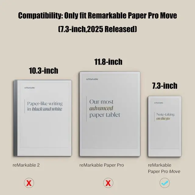 Alt view image 2 of 5 - BOZHUORUI Magnetic Case for Remarkable Paper Pro Move (7.3",2025 Released) | Pen Buckle Design | Thin & Lightweight | Book Folio Style | PU Leather Cover with Sleep/Wake (Orange Color)