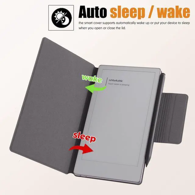 Alt view image 3 of 5 - BOZHUORUI Magnetic Case for Remarkable Paper Pro Move (7.3",2025 Released) | Pen Buckle Design | Thin & Lightweight | Book Folio Style | PU Leather Cover with Sleep/Wake (Orange Color)