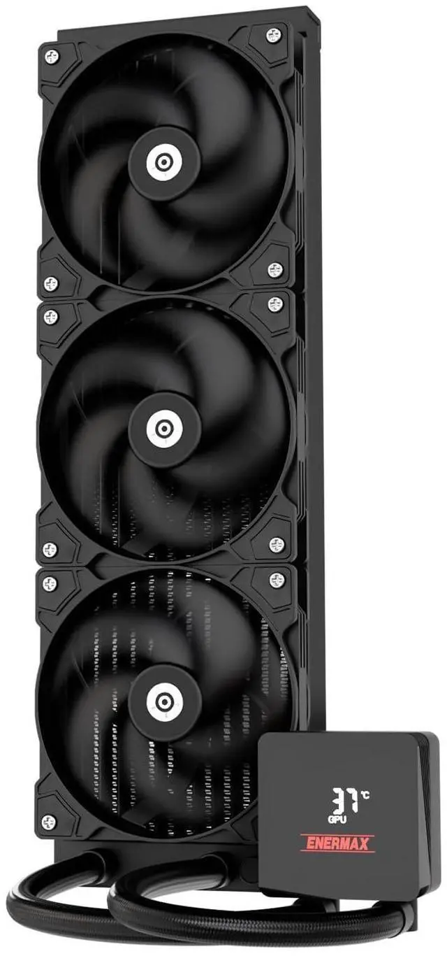 Alt view image 2 of 5 - ENERMAX LIQMAX V4 360mm AIO CPU Liquid Cooler w/Digital Display, 3X 120mm SilentFlow PWM Fan 390W TDP, for Intel 1851/1700/1200/115X, AMD AM5/AM4