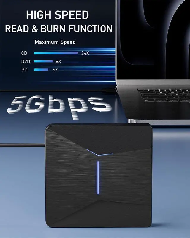 Alt view image 2 of 5 - External Blu-ray Drives for Laptop, External Blueray/dvd Drive for PC, USB 3.0 and Type-C Bluray Burner, CD DVD Blu Ray Disc Reader Writer Compatible with Windows XP/7/8/10, Laptop, Desktop, MacOS