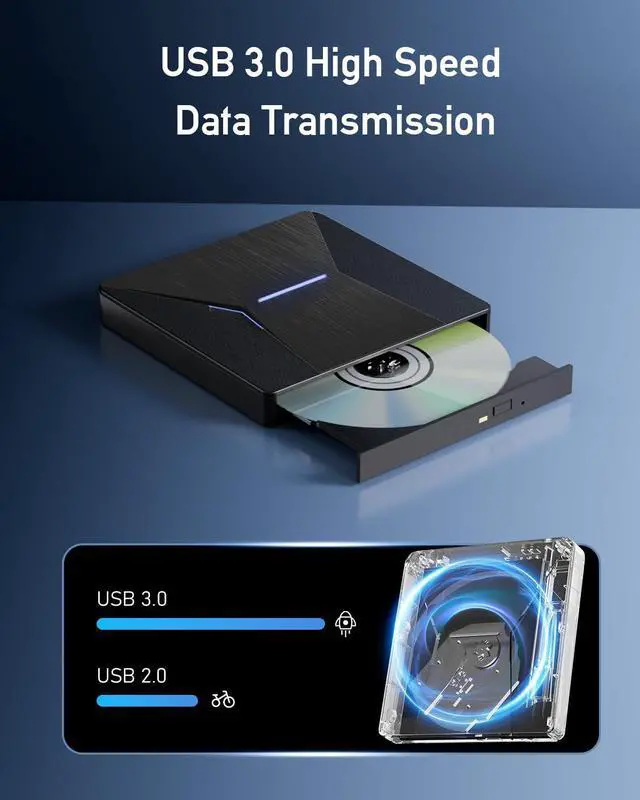 Alt view image 3 of 5 - External Blu-ray Drives for Laptop, External Blueray/dvd Drive for PC, USB 3.0 and Type-C Bluray Burner, CD DVD Blu Ray Disc Reader Writer Compatible with Windows XP/7/8/10, Laptop, Desktop, MacOS