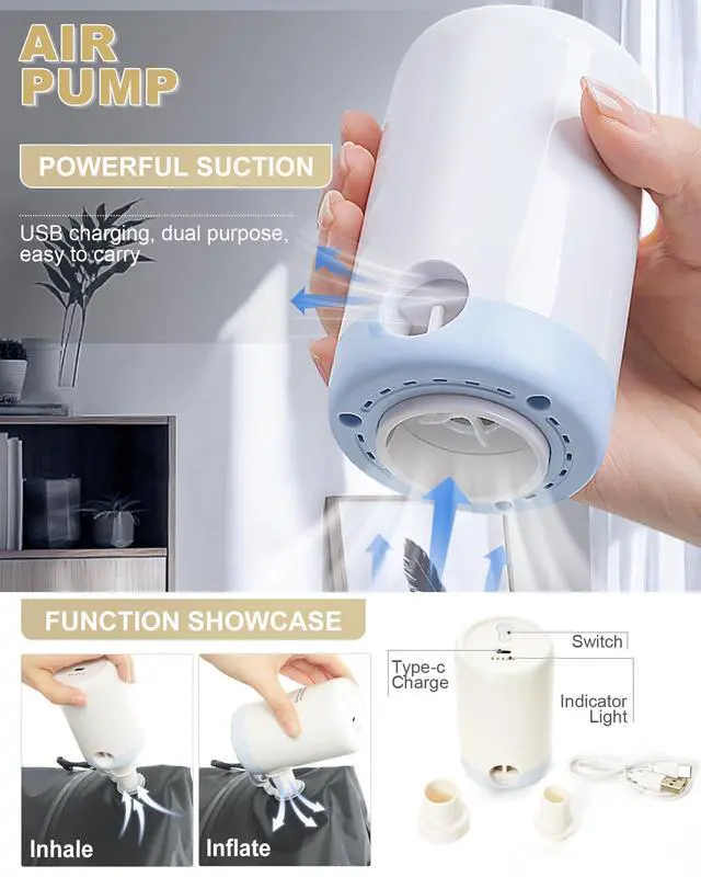 Alt view image 3 of 5 - winspansy Large Storage Vacuum Compression Travel Backpack Seal Bags with Pump Clothing 18x14x8 Inches Personal Item Work Carry on Business Vacpack College Laptop Backpack for Women Men Beige