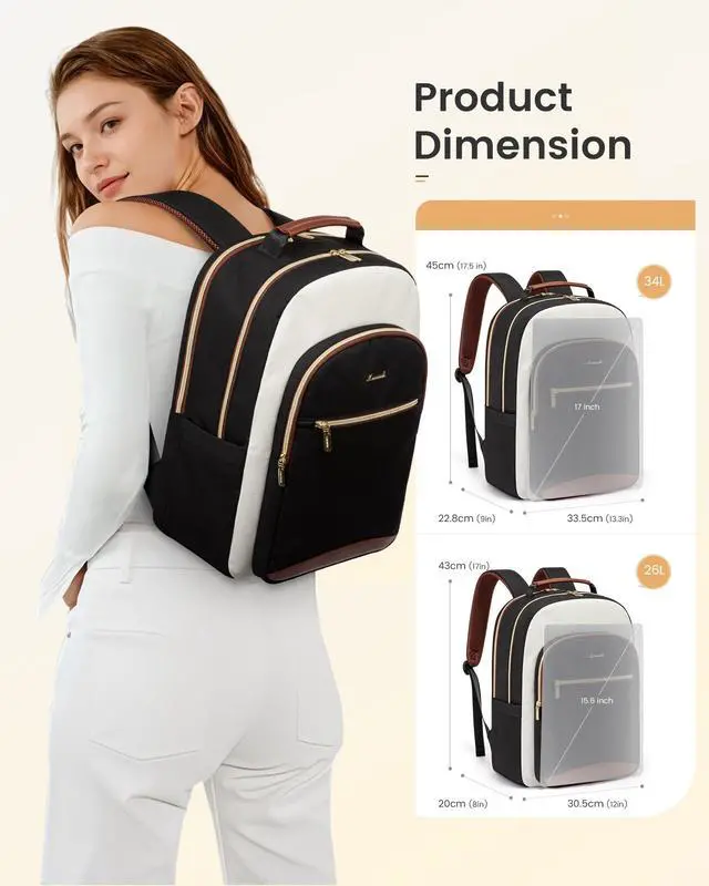 Alt view image 5 of 5 - LOVEVOOK Laptop Backpack for Women, 15.6 Inch Work Business Backpack Purse for Teacher, Waterproof Nurse Bag College Bookbag for School, Casual Personal Item Travel Bag College Daypack