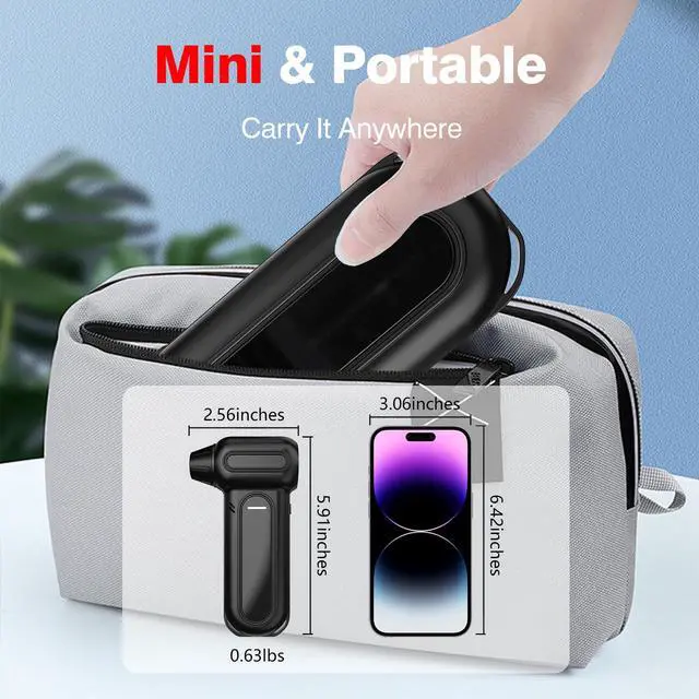 Alt view image 2 of 5 - ANABOX Electric Air Duster  150,000 RPM Cordless Blower, Brushless Motor, 4-Speed Adjustable, Rechargeable 8000mAh, LED Light for Computer, Keyboard, Car & Home Cleaning