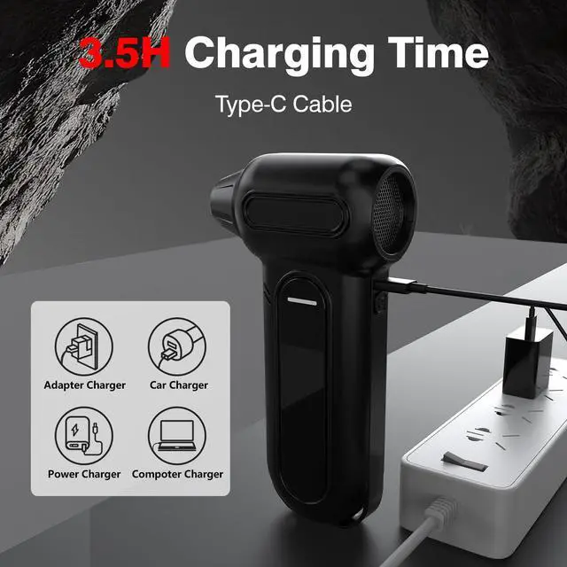 Alt view image 5 of 5 - ANABOX Electric Air Duster  150,000 RPM Cordless Blower, Brushless Motor, 4-Speed Adjustable, Rechargeable 8000mAh, LED Light for Computer, Keyboard, Car & Home Cleaning