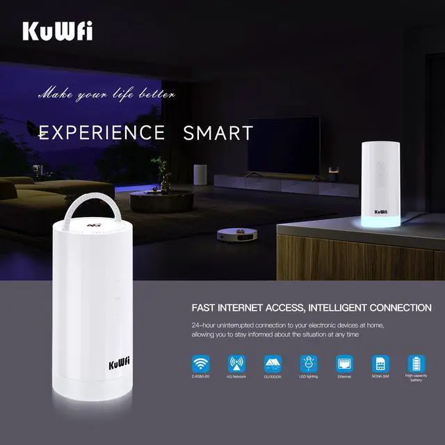 Alt view image 5 of 5 - KuWFi Unlocked 4G+ LTE CAT6 Outdoor Mobile WiFi Hotspot, Dual-Band Portable Router with 10000mAh Battery for RV, Boat, Camping & Fishing, Support T-Mobile AT&T