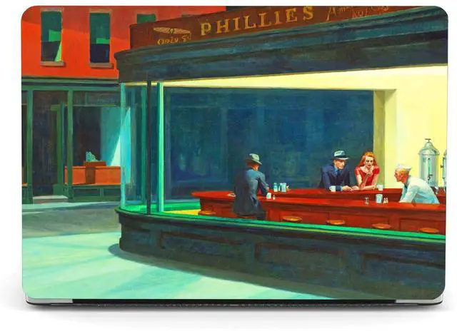 Main image of Berkin Arts Compatible with MacBook Pro 13 inch Cover, 2022-2016 Release A1706/A1989/A2159 with Keyboard Cover & Screen Protector American Scene Painting (Nighthawks by Hopper)