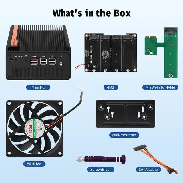 Alt view image 5 of 5 - Mini PC N100 NAS 5 M.2 Nvme Pocket NAS Small PC,4X2.5GbE LAN Mirco Desktop Computer 2HD 4K@60HZ,Router/QNAS/Firewall DDR5 for Office Business