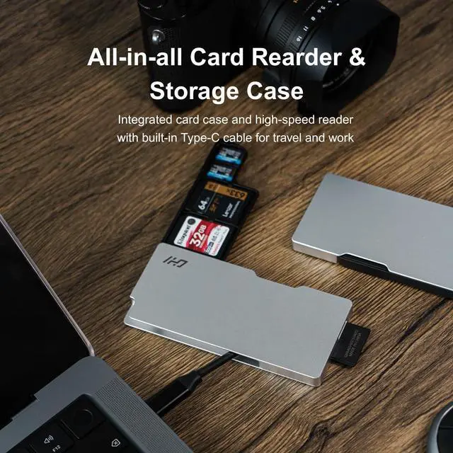 Alt view image 2 of 5 - CHI Ranger Air High Speed SD Card Reader & Storage Case Holder for SD/TF/Micro SD Cards - Aluminum Dual Reader with USB-C 3.2, Type-C UHS-II for Smartphone, Computer, Pad, Drone and Actions Cameras