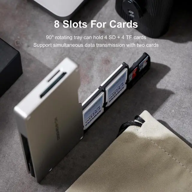 Alt view image 3 of 5 - CHI Ranger Air High Speed SD Card Reader & Storage Case Holder for SD/TF/Micro SD Cards - Aluminum Dual Reader with USB-C 3.2, Type-C UHS-II for Smartphone, Computer, Pad, Drone and Actions Cameras